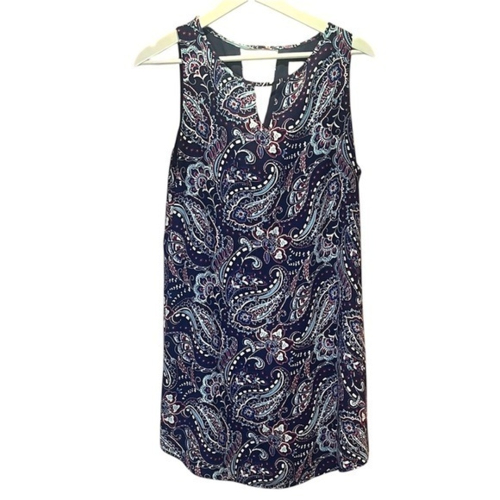 Love…Ady Women’s Navy Blue Paisley Shift Dress Size Medium